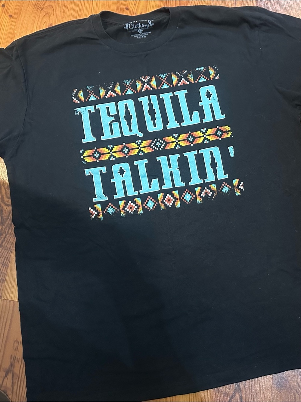 Tequila Talkin' Graphic Tee - Black with Turquoise Print